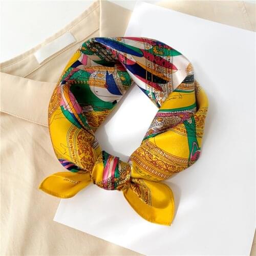 2021 New Real Silk Scarf Women Hairband Print Square Scarves Design Bandana Female Foulard Small Neck Kerchief Spring Summer