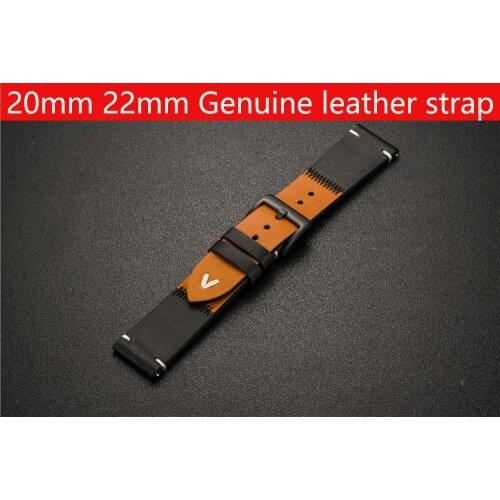 22 20 genuine leather band for samsung Active2 42 46 s3 watch band Ticwatch s2 amazfit 3 2 Huawei GT 2E Vivo watch leather strap