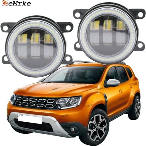 2X Led Angel Eye DRL for Dacia Duster 2010-2014 2015 2016 2017 2018 2019 Dacia LED Fog Lights Lamp Lens Daytime Running Light