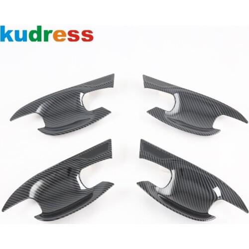 For Subaru Outback 2020 2021 2022 Carbon Fiber Side Door Handle Bowl Cover Trim Cup Frame Covers Car Styling Accessories 4pcs