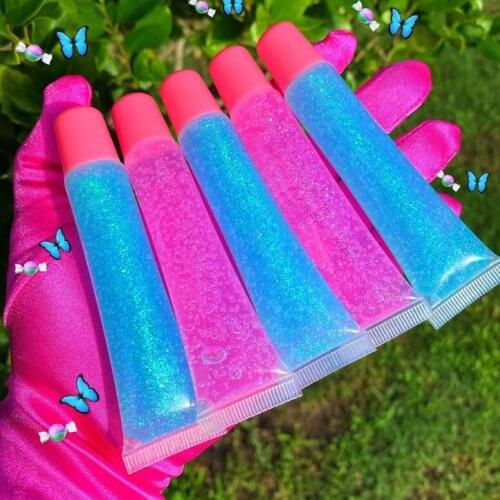 5PC Big Bling Lipgloss Base Private Label Maple Leaf Custom Fruit Vegan Glitter Natural Vendor Moisturizing Lip Gloss