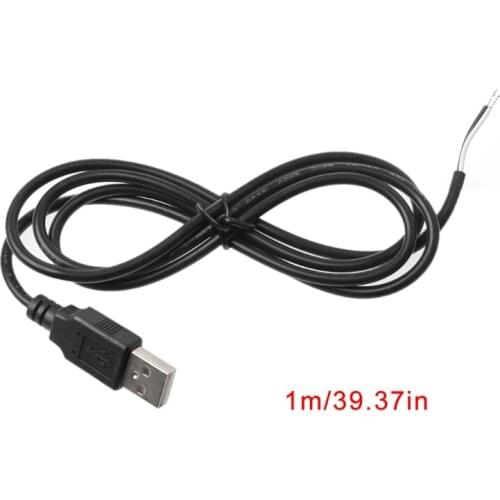 5V USB 2.0 Male Jack 2 Pin 2 Wire Power Charge Cable Cord Connector DIY 1m Wire