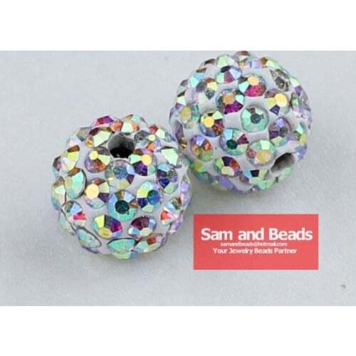 50Pcs/Lot Clay Bracelet Disco Crystal Pave Ball Beads Crystal AB Wholesale 8MM High Quality