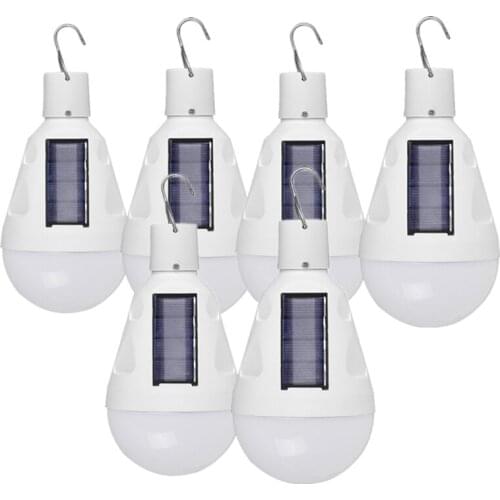 6pcs Portable Solar Powered Bulb USB Charging Camping Lamp for Fishing Lighting