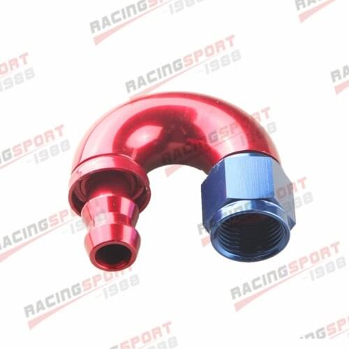 8AN AN8 180 Degree Push-Lock One Pieces Full Flow Hose End Fitting