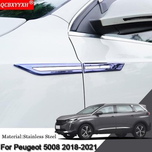 Car Styling Car Side Leaf Plate Decoration Sequins Leaf Board Side Label Stickers Auto Accessories For Peugeot 5008 2018-2021