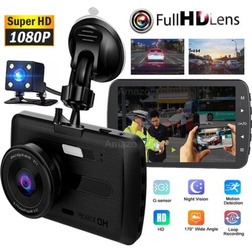 Car DVR Dash Cam Video Recorder Rear View Dual Camera Dash Camera Camera Dashcam 170 Degrees Wide Angle Loop Recording Night