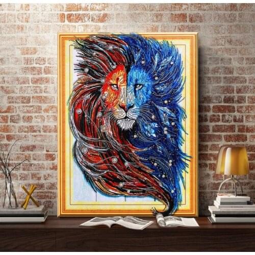Free Shipping Animal Diamond Mosaic Special Shaped Diamond Painting Cross Stitch Lion 5D Diy Home Decoration Painting