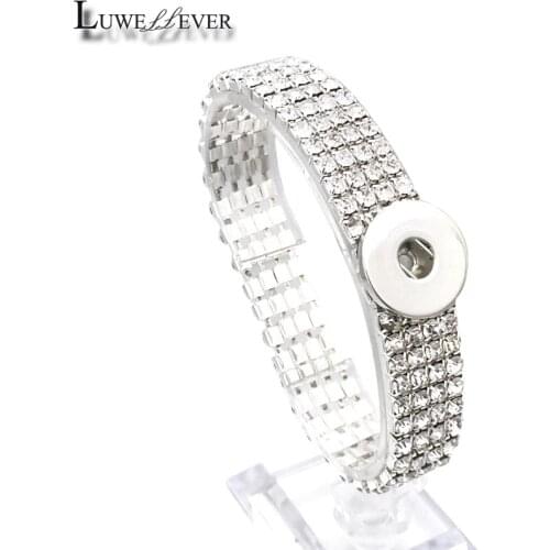 Fashion Full Of Crystal Bridal Bangle 116 Interchangeable Elastic Bracelet 18mm Snap Button Bangle Charm Jewelry For Women Gift