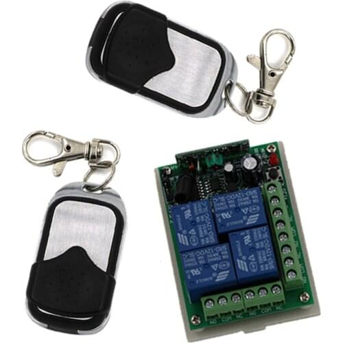 DC 12V 24V 4CH Radio Control Switch RF Wireless Remote Control Switch 315MHZ or 433MHZ; 4Keys Transmitter ; Receiver With Cover