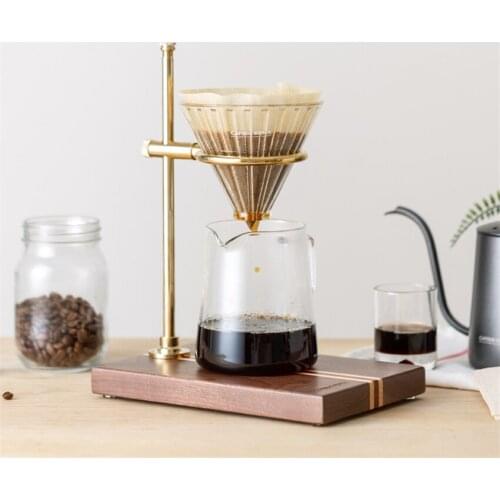 Walnut Coffee Filter Holder Wood Base Adjustable Coffee Filter Stand Coffee Dripper Stand Holder Rack Cafe Barista Accessory