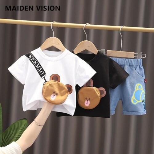 Baby Boys Girls Cartoon Clothes Outfit Suit Cute Bear Children Summer Cotton 1 2 3 4 5Years Kids Boys Sets T-Shrit+Shorts