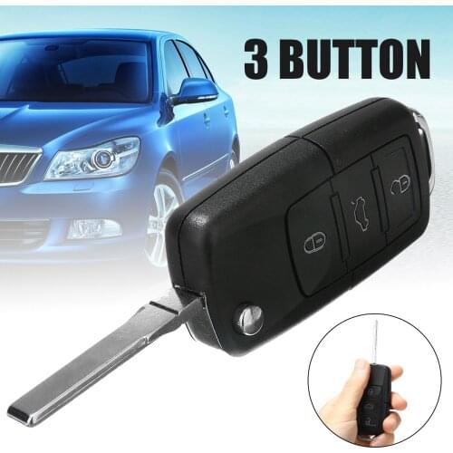 For Skoda OCTAVIA FABIA A61 3 Button Car Key Case Folding Flip Remote Key Fob Case with Key Blade Replacement