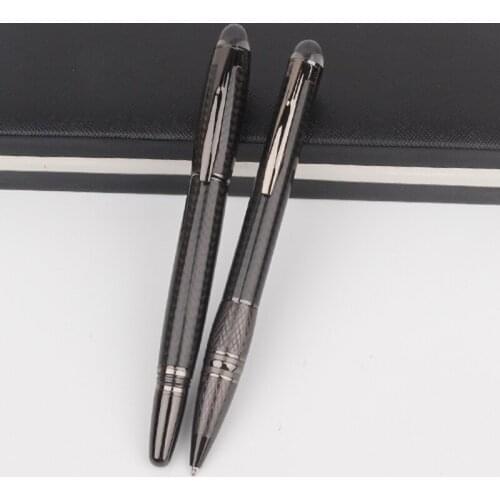 Precious Carbon Fiber Roller Ball Pens Luxury Ballpoint Pens Black Ink 0.7mm Writing Point Office School Supplies