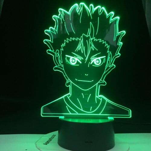 Haikyuu Nishinoya Yuu Figure for Kids Child Bedroom Decor Nightlight Rgb Colorful Desk Led Night Light Manga 3d Lamp Anime Gift