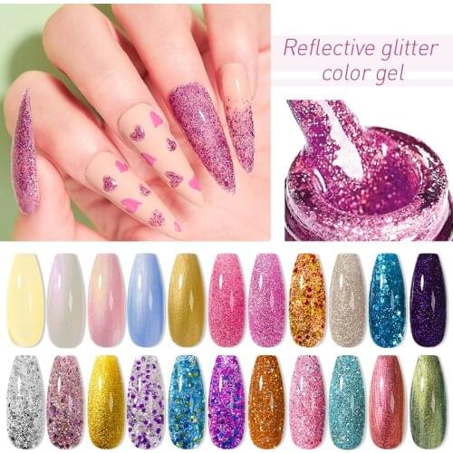 MSRUIOO 8ML Gel Polish Glitter Nail Polish All For Nails Manicures UV Semi Permanent Gel Varnishes Need Base Matte Top Coat