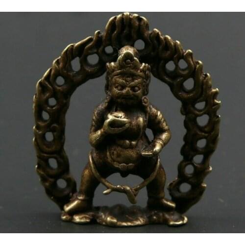 Chinese Bronze Black God Of Wealth Tibetan Barra Mammon Amulet Exorcise Evil Spirits Statue