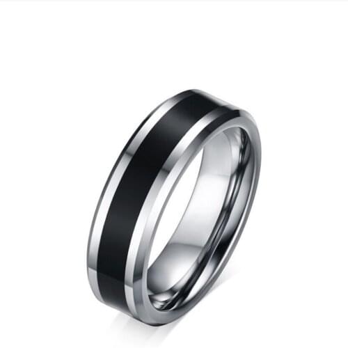 Korean version of creative jewelry accessories wholesale 6mm tungsten steel epoxy ring tungsten steel black gold ring male