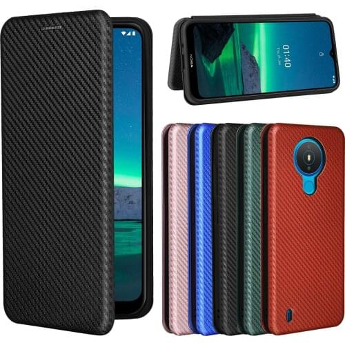 For Nokia 1.4 Case Carbon Fiber Flip Leather Case For Nokia 1.4 Nokia1.4 Business Magnetic Wallet Card Slot Slim Cover