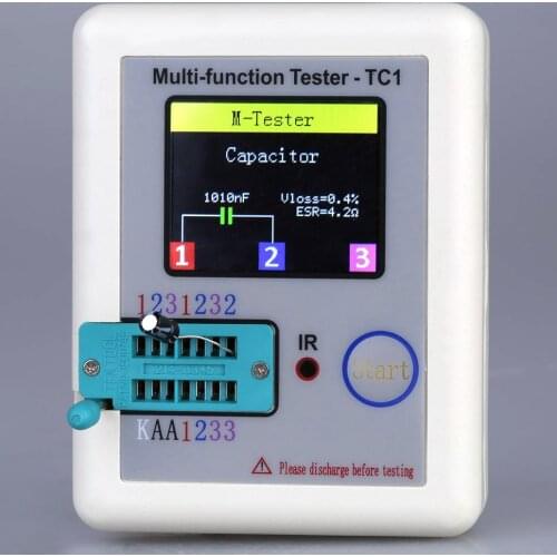 LCR-TC1 1.8" TFT LCD Display Multimeter Transistor Tester Diode Triode Capacitor Resistor Detector MOSFET NPN PNP Triac MOS