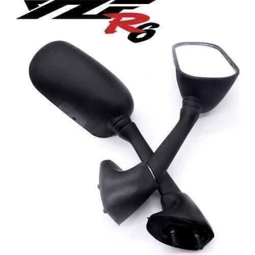 Motorcycle Left & Right Side Rearview Mirrors Rear View Side Mirror for Yamaha YZF R6 2001 2002 Black