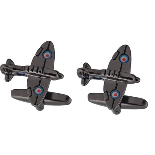 Aircraft Cufflinks Personality Black Silver Color Aviation Fighter Cuff Links Mens French Shirts Suit Accessories Gifts