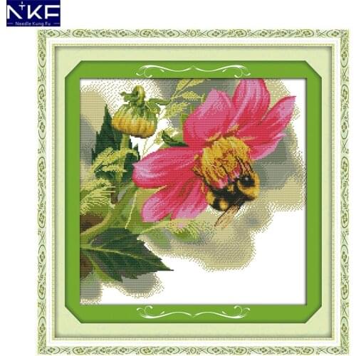NKF Hard-working Bee Cross Stitch Set Handmade Craft Needlework Cross-Stitch Embroidery Kit Cross Stitch for Home Decor