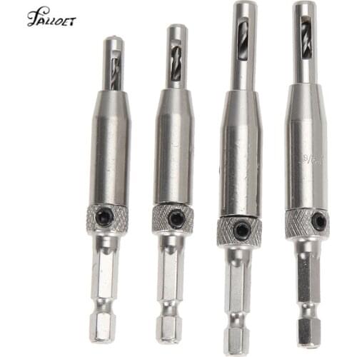 4PCS HSS Self Centering Hinge Drill Bits Set Wood Drilling Door Window Pin Cabinet Woodworking Drilling Core Drill Bit