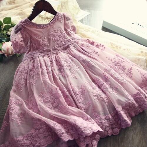 NEW Casual Lace Embroidery Princess Bbaby Girl Clothes Floral Decoration Summer Sleeveless Princess Dress Kids Clothes Dresses