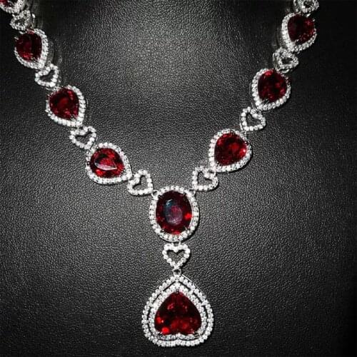 New Luxury Heart Pendant Necklace Full Inlay Cubic Zircon Exquisite Bracelet Womens Wedding Party Anniversary Vintage Jewelry