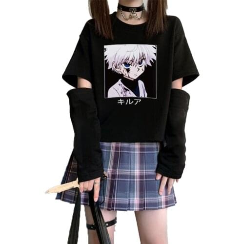 Janpanese Anime Hunter x hunter Killua t shirt for Women e Girl Kawaii Cute Harajuku y2k tops oversized femme KPOP