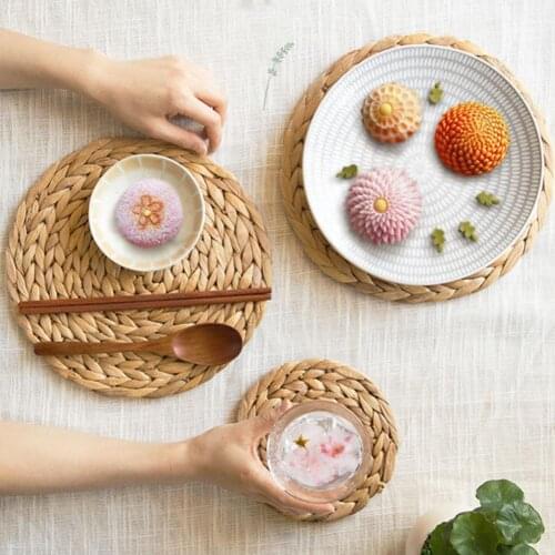 Placemat Gourd Woven Anti-scald Round Shape Table Decoration Mat for Kitchen