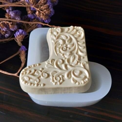 Fondant Mould Christmas Socks Emboss Silicone Mold Christmas Soap Molds Gypsum Chocolate Candle Clay Resin QT0210 PRZY Silicone