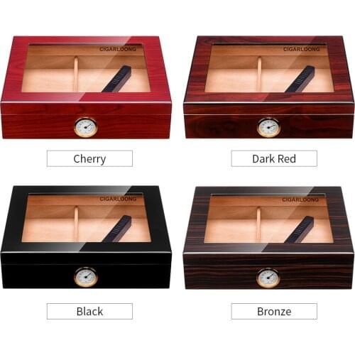Free ship Portable Cigar Box with Glass Top Wholesale Cigar Humidor with Cedar Wood CA-0121