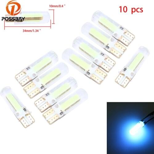 POSSBAY 10 Piece Silicone T10 COB Car Clearance Light Daytime Running Side Wedge Bulbs Ice Blue Light Car Light Accessories
