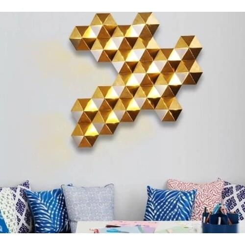 Luxury Honeycomb Nest Design Gold Lustre Led Wall Lamp Mirror Steel Luminaria Wall Scones Hotel Mall Led Lighting Lamparas
