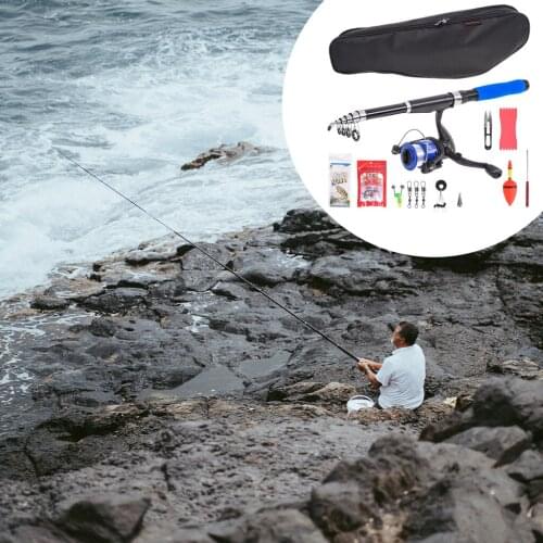 Fishing Rod Reel Combos Telescopic Rod Reel Combo Sea Freshwater Tackle Full Kit Gear with Carrier Bag Fishing Equipment Accs