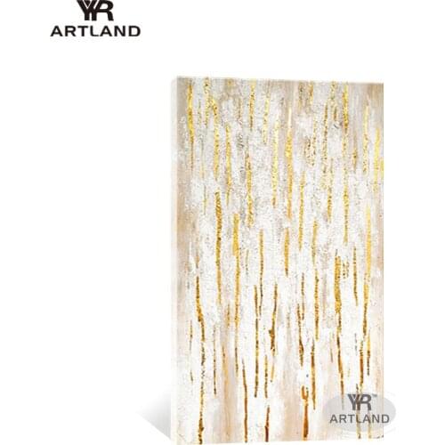Nordic abstract Hand painted oil painting on canvas gold rain landscape wall art poster for living room Entrance no framed
