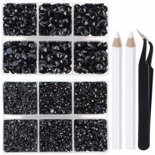 5040pcs/Set Hotfix Crystal AB Nail rhinestones Top Quality SS6-SS30 6 Grids Box Mix Size Glitter Diamond For Rhinestone Decor