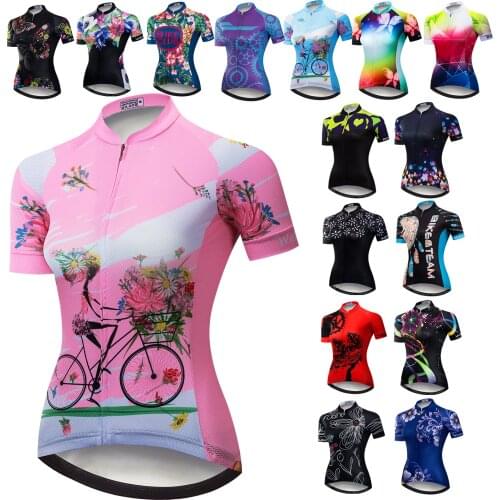 Cycling Jersey Women Summer Short Sleeve Pink Bike Jerseys MTB Biking Shirts Top Sport Riding Maillot Ciclismo Bicycle Clothing