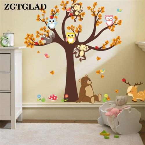 ZGTGLAD 1 Set Forest Cartoon Animal Wall Stickers For Kids Rooms Boys Girls Children Bedroom Home Decor
