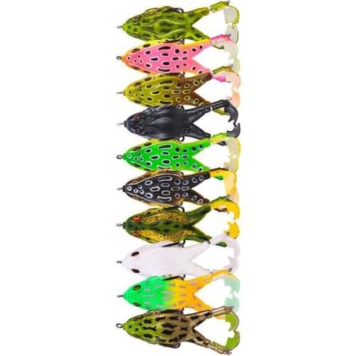 10PCNew Style Soft FishingLures Rubber Frog Artificial Bass Bait Spinner Sinking For Black Fish Lifelike Double Propellers Frogs