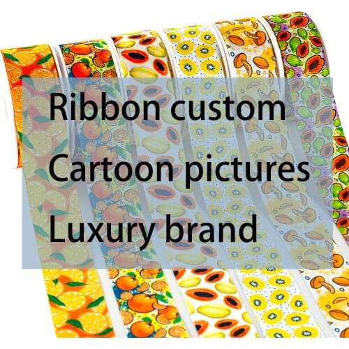 10 Yards Different Sizes of Cartoon Mouse Pattern Printed Grosgrain Ribbon for Childrens Headwear