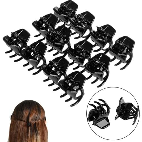 12Pcs black Girls Women mini Hair Claws Styling Plastic Clip Claw Clamp