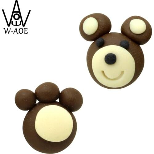 2017 New Design Fashion Cartoon Cute Bear Stud Earrings For Women Girl 100% Handmade Polymer Clay Animal Earrings Best Gift