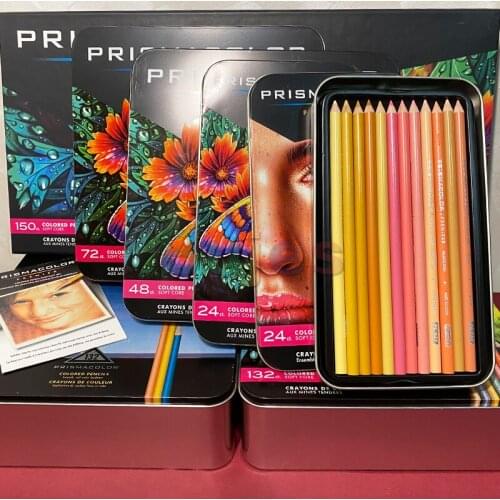 24/48/72/150 Conjunto de giz de cera Prismacolor Artists, lápis Soft Core, Crayon Couleur Professional, para colorir, esboçar