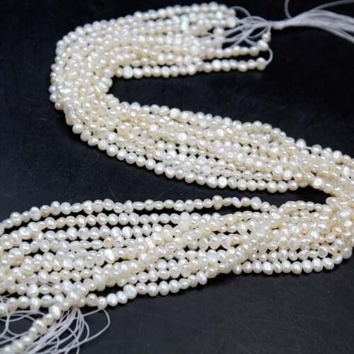 3PCS 3-4mm Natural White freshwater extremely fine baroque Pearls pearl for bracelet beads