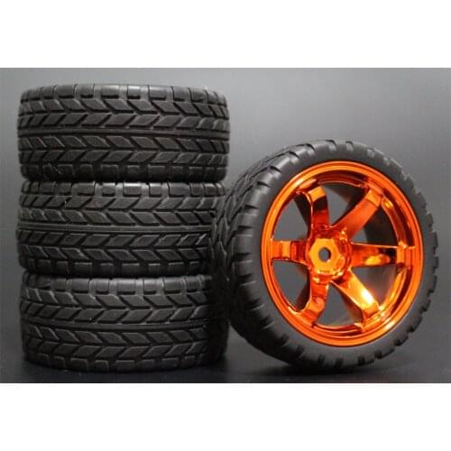 4pcs 1/10 RC Soft Rubber Touring Tire Tyre Wheel Rim