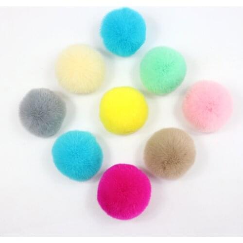 6pcs/lot Natural Real Rabbit Fur Ball Pom Poms Fluffy Pompom DIY For Women Kids Winter Hats Skullies Beanies Knitted Cap 6-7cm