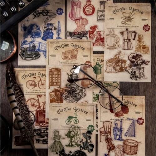 8packs/LOT time Museum series Creative decoration DIY packing PET sticker
